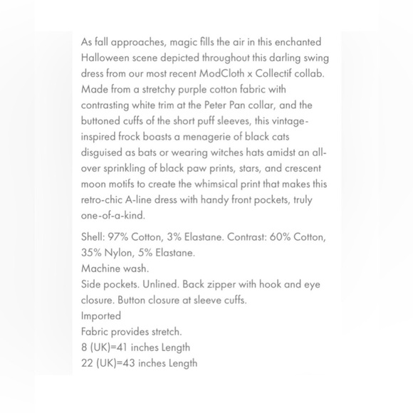 ModCloth Halloween Purple Cats Bats Pumpkins, Vampires A-Line Dress - Picture 8 of 9